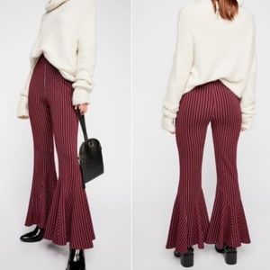 Free People Mari Ponte Knit Flared Striped Pants Size 2